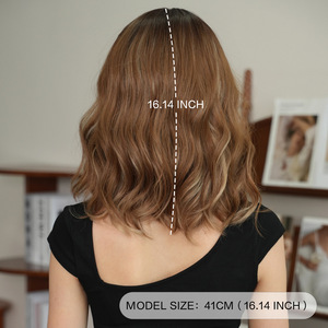 Peluca Corta Rizada Natural de Alta Calidad de 14 Pulgadas, Estilo París, Color Marrón <span class=keywords><strong>Rubio</strong></span>, para Mujer, con Gorro Completo - Product Image 4