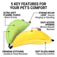 Plateforme de couchage confortable toutes saisons pour petits animaux, lit suspendu créatif en forme de banane pour hamsters, en polyester écologique