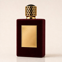 Flacon de parfum vide en verre rouge velours personnalisé avec bouchon doré et coffret cadeau de luxe, flacon pulvérisateur rechargeable de style arabe en gros