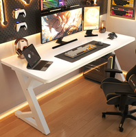 Bureau d'ordinateur en bois massif éco-responsable pour chambre à coucher, usage domestique et e-sport, bureau d'étude et d'écriture pour étudiant, pieds en Z renforcés, épaisseur 32 mm