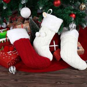 <span class=keywords><strong>Bas</strong></span> de Noël tricotés classiques 2 pièces en boîte, adaptés aux vacances en famille, cadeaux et décorations de fête de Noël - Product Image 2