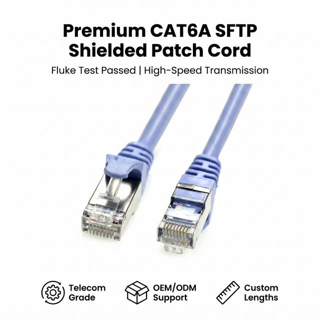 Premium CAT6A SFTP Ethernet Patch Cord 10Gbps 500MHz Pure Copper RJ45 Network Cable Fluk Passed LSZH