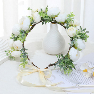 Corona di Fiori Decorativa per Sposa, Cerchietto in Tessuto per Matrimonio e Feste, Stile <span class=keywords><strong>Principessa</strong></span> Dolce - Product Image 2