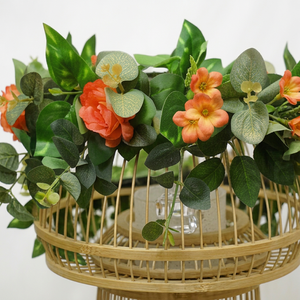 Artificial Hanging Basket with Green Fern Leaves and Decorative <b>Flowers</b> Indoor Outdoor <b>Wall</b> Balcony Garden Decor - Product Image 3
