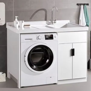 Mueble Moderno de <span class=keywords><strong>Aluminio</strong></span> Integrado para Balcón con Fregadero, Puerta de Melamina, MDF, Desagüe de Cobre, Resistente al Agua, para <span class=keywords><strong>Lavadora</strong></span> - Product Image 1