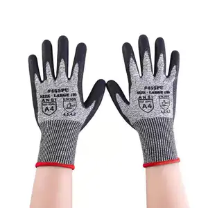 Best Price HPPE Steel wire Glass fibre contained Cut Resistant PU Coated gloves anti cut for gardening working gloves