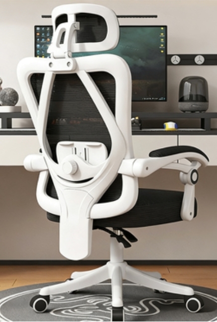 White frame and black mesh [no footrest]+headrest