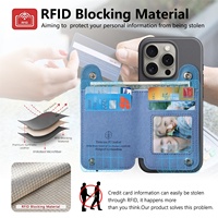 Portefeuille adhésif avec fermeture éclair, ceinture télescopique, bouton-pression, blocage RFID et dos magnétique pour iPhone 17 Pro, 16e, 16 Pro Max