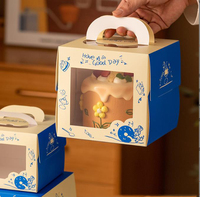 Boîtes à gâteaux biodégradables personnalisées avec logo imprimé, fenêtre transparente, pour pâtisseries, truffes, avec poignée en papier