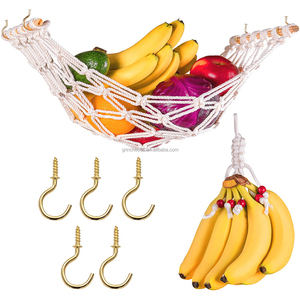 Fruit Hammock Macrame Kitchen Under Cabinet Produce Veggie Vegetable Banana Hammock Fruit Holder Net With Banana Hanger