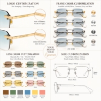 Lunettes de soleil Lmamba Luxury Retro Square Designs, verres dégradés, protection UV400, logo personnalisé, monture métallique sans bordure, pour hommes et femmes