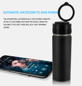 Bouteille d'<span class=keywords><strong>eau</strong></span> en acier inoxydable à double paroi isolée sous vide de 500 ml (16,9 oz) avec couvercle haut-parleur Bluetooth détachable et <span class=keywords><strong>support</strong></span> magnétique pour téléphone - Product Image 3
