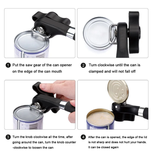 Abrelatas de borde liso de corte seguro-Acero inoxidable de grado alimenticio Premium, abrelatas manual de mano para cocina, camping y restauración - Product Image 5