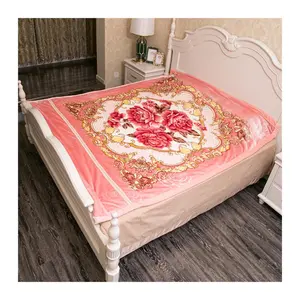 Multi styles luxury 1 ply embossed polyecter raschel blankets velvet plush heavy korean mink blanket