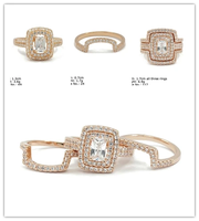 Ensemble de bagues de fiançailles et de mariage en argent 925 serties de pierres brillantes pour femmes