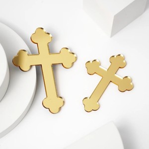Adorno de Pastel con Cruz Dorada de Acrílico, Letreros Religiosos de Acrílico <span class=keywords><strong>para</strong></span> Decoración de Bautizo, <span class=keywords><strong>Primera</strong></span> Comunión y Confirmación - Product Image 2