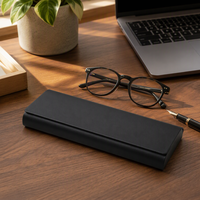 Étui à lunettes rectangulaire minimaliste, boîte de rangement pour lunettes ultra-fine à coque rigide, étui à lunettes à clip magnétique à ouverture rabattable