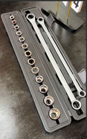 Ensemble d'outils de réparation automobile 15 pièces, jeu de douilles à cliquet combinées avec étui de rangement en plastique pour la réparation mécanique automobile