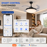 Ventilateur de plafond LED invisible 42 pouces avec lumière, silencieux, à moteur DC, pour chambre d'enfant, salon, dimmable