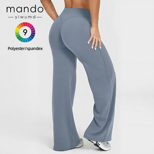 <span class=keywords><strong>Pantalones</strong></span> de yoga de cintura alta elásticos <span class=keywords><strong>para</strong></span> <span class=keywords><strong>mujer</strong></span>, de poliéster, de pierna ancha, efecto levantacola, holgados, de pierna recta, <span class=keywords><strong>para</strong></span> gimnasio - Product Image 1