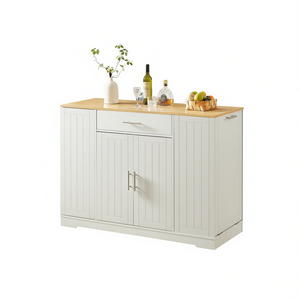 Isla de Cocina Moderna Estilo Farmhouse de 53.2 Pulgadas en Blanco con Almacenamiento en Cajones para Uso en Comedor y Cocina - Product Image 1