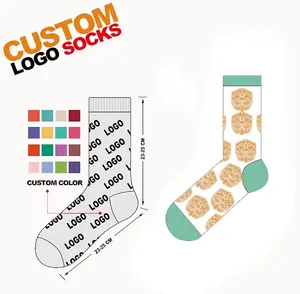 Calze jacquard con logo personalizzato in maglia di calze di cotone di alta qualità per le donne calze su misura con il tuo logo
