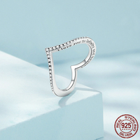 Hainon Herzförmiger Zirkon S925 Silber Ring Nischen Design Premium Feel Gravierter Fingerring Schmuck
