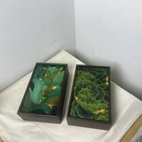 Boîte à bijoux en bois vintage chinoise, couvercle floral doré vert, boîte de rangement rigide, boîte cadeau