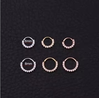 Anneau de nez flexible en titane ASTM Getta G23, clicker à segment articulé avec zircon, pour piercing corporel féminin