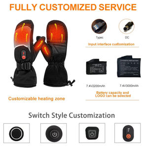 Guantes de seguridad antideslizantes para adulto, manoplas calientes impermeables para esquiar, con batería recargable, color negro, para invierno - Product Image 6