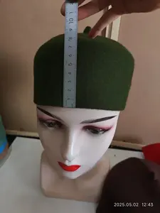 Chapeaux de Prière Aïd Ramadan pour Hommes Musulmans, Kufi Hijab en Feutre de Laine Marron Rouge, Bérets Faits à la Main, Chapeau Élégant Printemps Hiver - Product Image 5