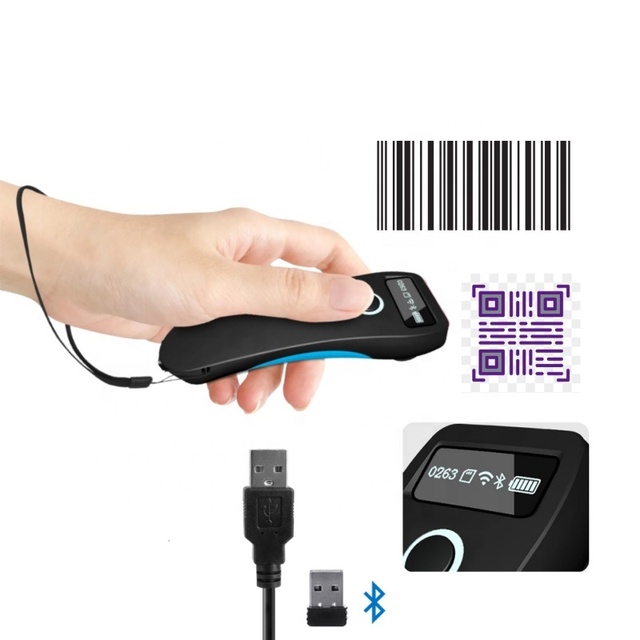 Portable Data Visible Wireless Pen Scanner Hospital Inventory Hands-free  1D 2D QR Code Barcode Scanner