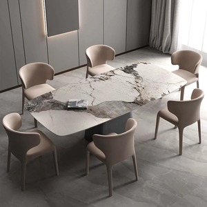Tavolo da Pranzo in Ardesia Stile Italiano Minimalista di Lusso Leggero, Moderno e Semplice, per Ristorante, Designer, Appartamento Piccolo, Rettangolare Lucido - Product Image 2