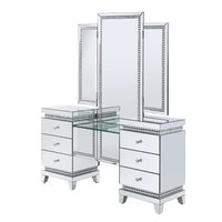 Coiffeuse de luxe en cristal avec deux miroirs, Table de maquillage, meubles d'hôtel de maison