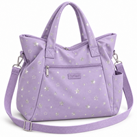 Sac fourre-tout en polyester grande capacité personnalisé pour le travail, les voyages et le shopping, design étoile scintillante avec fermeture à glissière