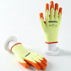 Top Sale Safety Building Work Crinkle Finish Palm Coated Gloves With Latex