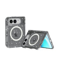 Étui magnétique pliable pour iPhone DUO, coque de téléphone transparente avec paillettes et ciel étoilé, anti-rayures, TPU PC, coque de protection transparente