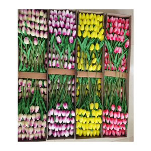 <strong>Cheap</strong> Artificial Tulip Pink Yellow <strong>Purple</strong> <strong>Flower</strong> Wedding Decorative Real Touch Pu Faux Tulip <strong>Flower</strong> for Decor - Product Image 1