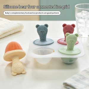 Molde de silicona para helados de bebé, 4 cavidades, forma de oso, con asa, de grado alimenticio, para puré de frutas, helados, para niños pequeños, para preparar refrigerios caseros - Product Image 4