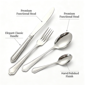 Ensemble <span class=keywords><strong>de</strong></span> <span class=keywords><strong>couverts</strong></span> élégants <span class=keywords><strong>en</strong></span> acier inoxydable poli miroir, robustes, pour la maison et la restauration professionnelle - Product Image 4