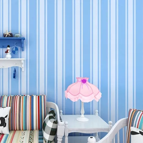 Striped wallpaper pink/blue/yellow/black for home decoration PVC peel and stick contact paper