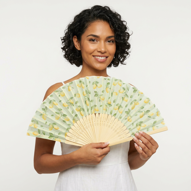 Leading Technology Custom Logo Portable Summer Wood Bamboo Silk Folding White Fabric Held Hand Fan with Corporate Gifts