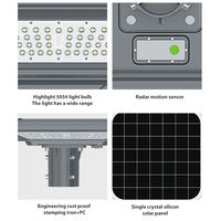 Lampadaires solaires LED étanches IP65 pour usage routier, alimentation par batterie, structure en alliage d'aluminium, télécommande, éclairage solaire extérieur