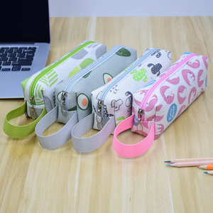Inclusive Canvas Pencil Case Digital Printing Zipper Closure Korean Style School Office Use - Product Image 1