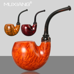Muxiang Handmade Briarwood Smoking Pipe Bent Shape Traditional Tobacco Pipe For Men - Product Image 1