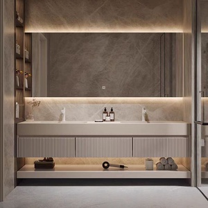 New double basin bathroom cabinet integrated basin wash basin wash basin bathroom mirror cabinet combination - Product Image 4