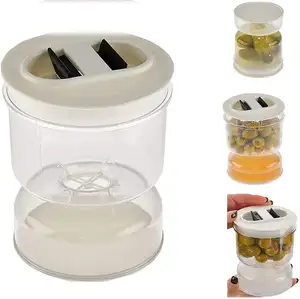 34Oz Olijfzandloper Plastic Pot Met Zeef En Flip Augurk Pot Natte Scheiding Kimchi Dispenser Voor Opslag Van Keukenvoedsel