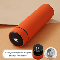 Étanche 500ml En Acier Inoxydable Numérique Led Affichage De La Température Bouteille D'eau Noire Flacon Isolé Bouteille D'eau Intelligente