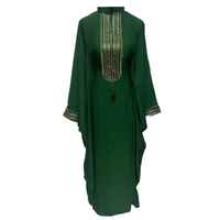 Abaya en mousseline brodée à taille naturelle pour femme avec strass, robe musulmane deux pièces personnalisée