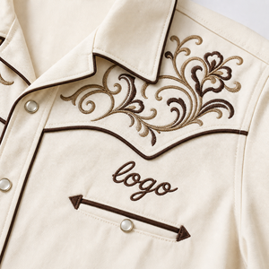 Chemise de bowling personnalisée à col occidental tissé, brodée style cowboy américain, manches courtes, boutonnée, logo d'équipe rétro pour OEM - Product Image 2